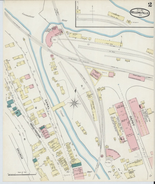 Bellows Falls, VT Fire Insurance 1891 Sheet 2 - Old Town Map Reprint