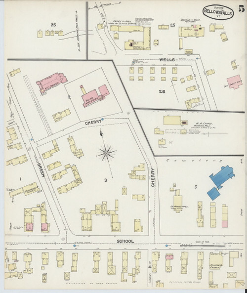 Bellows Falls, VT Fire Insurance 1891 Sheet 5 - Old Town Map Reprint