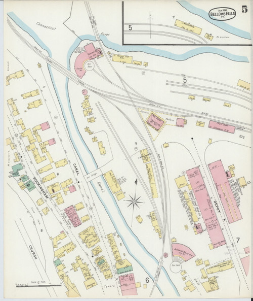 Bellows Falls, VT Fire Insurance 1896 Sheet 5 - Old Town Map Reprint