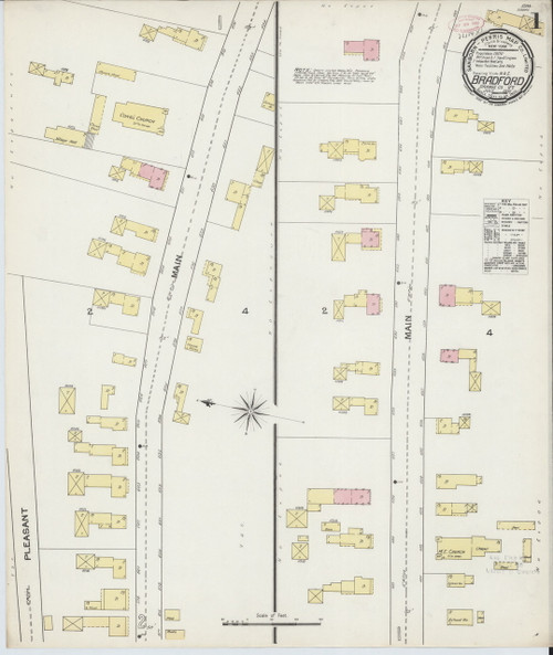 Bradford, VT Fire Insurance 1892 Sheet 1 - Old Town Map Reprint