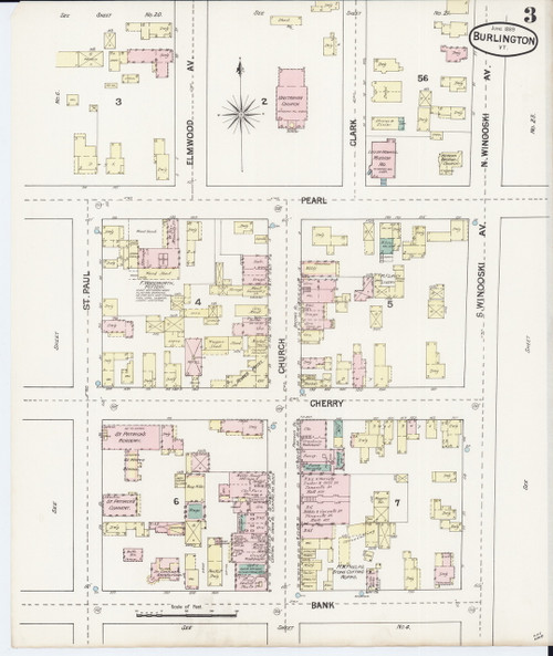 Burlington, VT Fire Insurance 1889 Sheet 3 - Old Town Map Reprint