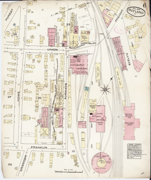 Rutland, VT Fire Insurance 1885 Sheet 6 - Old Town Map Reprint