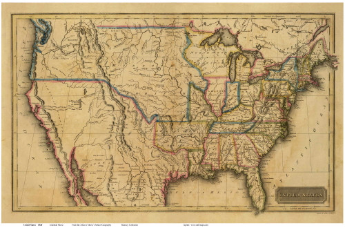 The United States of America 1820 Map - USA Reprint Morse - USA Maps