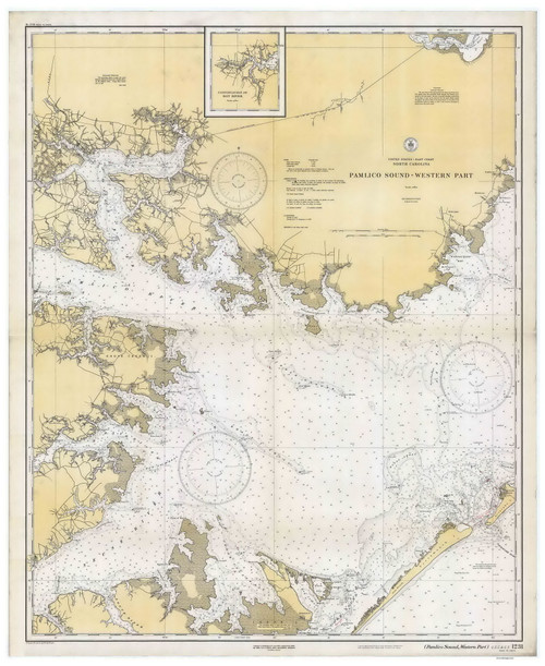 Pamlico Sound Western Part 1933 80000 AT Chart South Carolina 1231