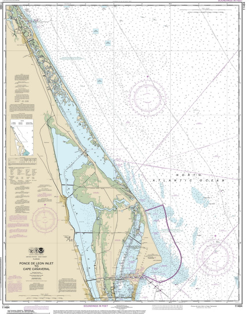 Ponce de Leon Inlet to Cape Canaveral 2014 80000 AT Chart 11484 (1245)