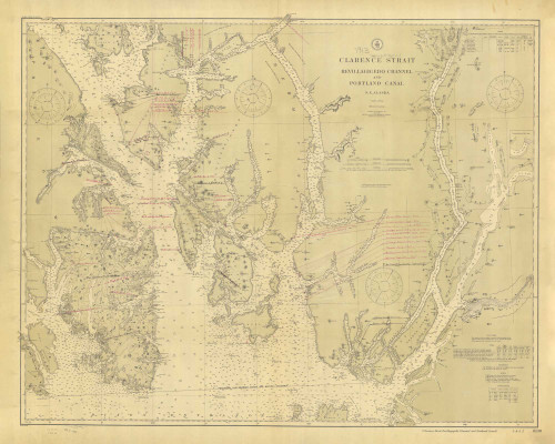 Revillagigedo Channel and Portland Canal 1913 Nautical Chart 200,000 Scale  Alaska Chart 8100