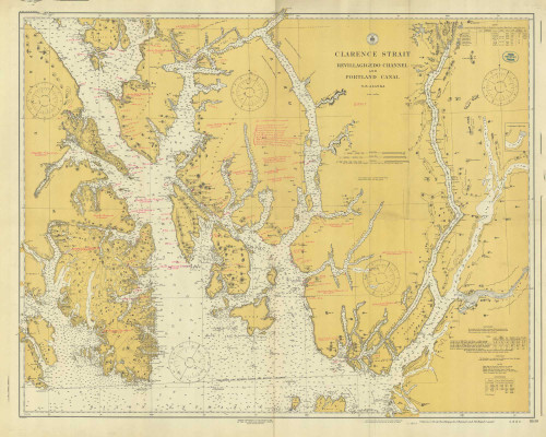 Revillagigedo Channel and Portland Canal 1916 Nautical Chart 200,000 Scale  Alaska Chart 8100