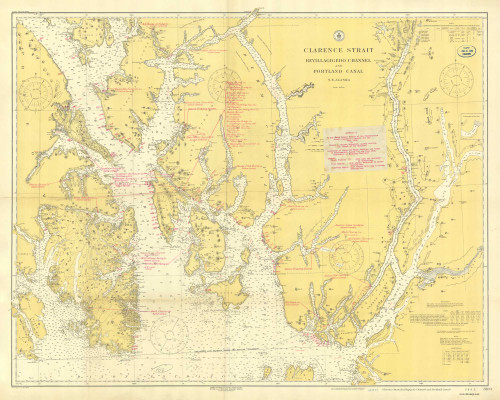 Revillagigedo Channel and Portland Canal 1918 Nautical Chart 200,000 Scale  Alaska Chart 8100