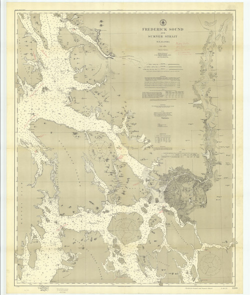 Frederick Sound and Sumner Strait 1910 Nautical Chart 200,000 Scale  Alaska Chart 8200