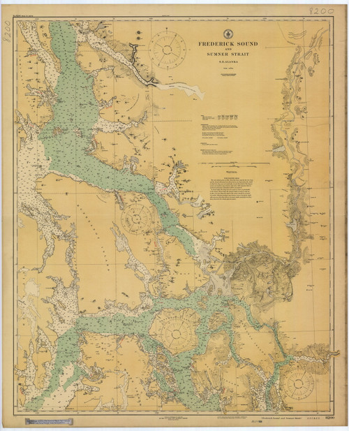 Frederick Sound and Sumner Strait 1924 Nautical Chart 200,000 Scale  Alaska Chart 8200