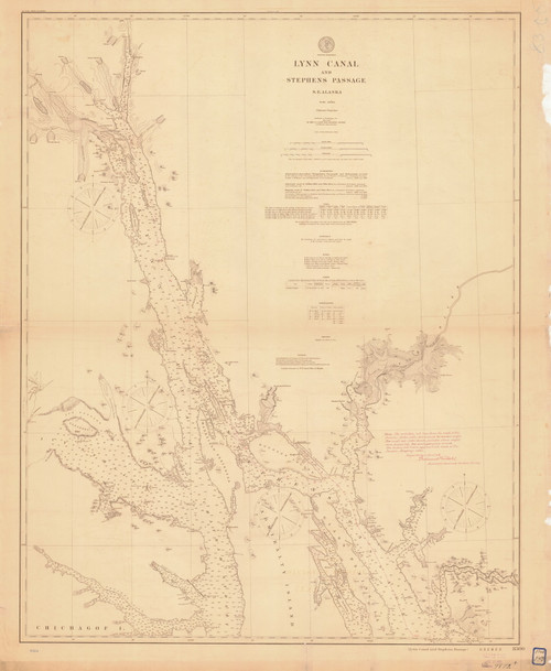 Lynn Canal and Stephens Passage 1902 Nautical Chart 200,000 Scale  Alaska Chart 8300