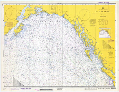 Strait of Juan De Fuca to Kodiak Island 1973 Nautical Chart 2,100,000 Scale  Alaska Chart 8500
