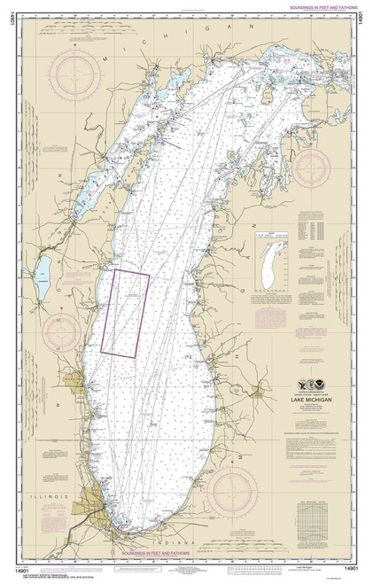 Lake Michigan 2016 - Old Map Nautical Chart Reprint LS7