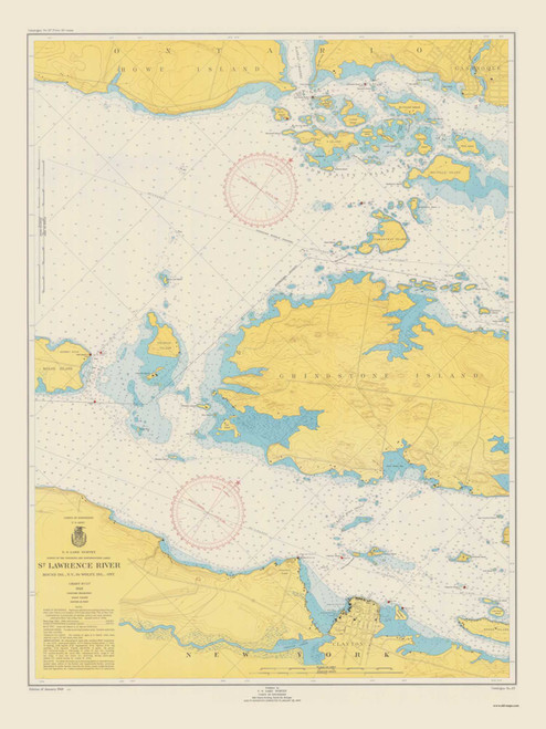 Round Island to Wolfe Island 1949 -  St Lawrence River Nautical Chart Reprint - 117 NY/Ontario