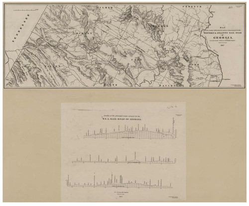 Proposed Railroad Routes from Chattahoochee River, Georgia, to Tennessee, 1837 - Old Map Reprint - 1843 USA Regional Atlas Section 1
