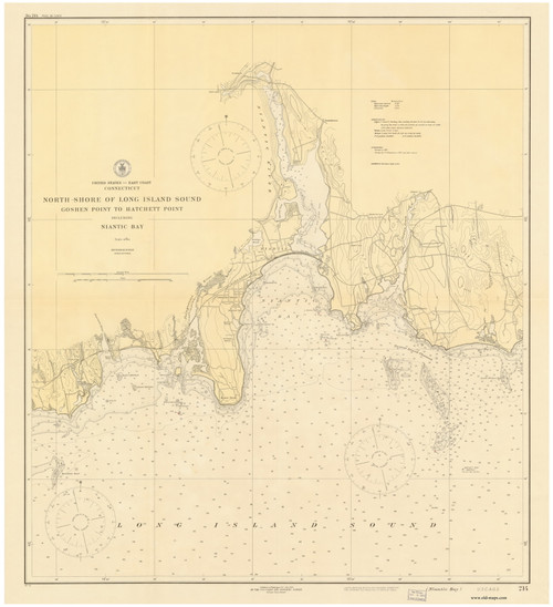Goshen Point to Hatchett Point 1925 - Old Map Nautical Chart AC Harbors 214 - Connecticut