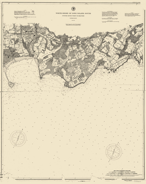 Oyster River to Milford 1895 - Old Map Nautical Chart AC Harbors 263 - Connecticut