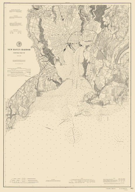 New Haven Harbor 1897 - Old Map Nautical Chart AC Harbors 218 - Connecticut