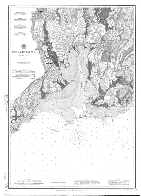 New Haven Harbor 1898 - Old Map Nautical Chart AC Harbors 218 - Connecticut