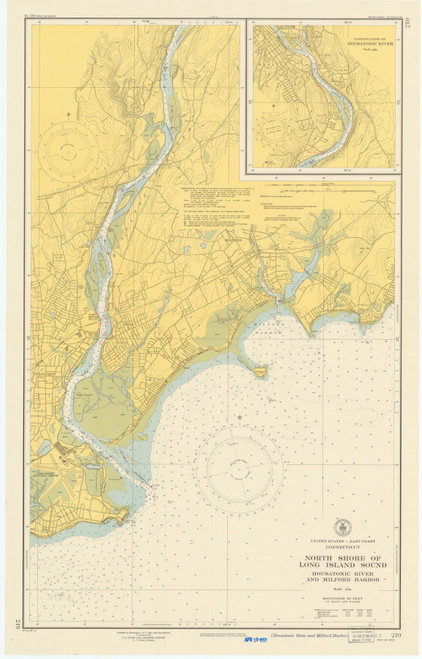 Milford to Stratford 1950 - Old Map Nautical Chart AC Harbors 219 - Connecticut
