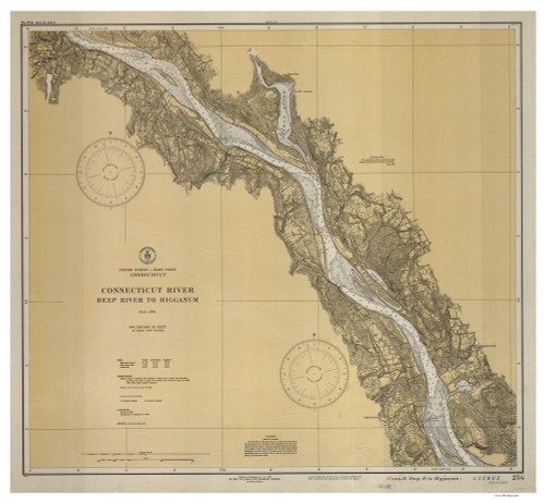 Deep River to Higganum 1935 - Old Map Nautical Chart AC Harbors 262 - Connecticut
