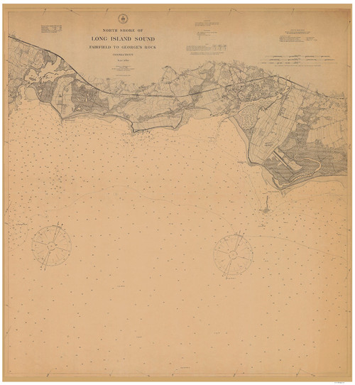 Fairfield to George's Rock 1908 - Old Map Nautical Chart AC Harbors 266 - Connecticut