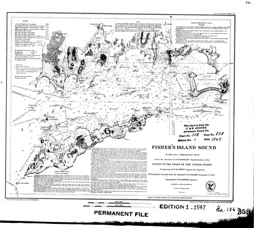 Fishers Island Sound 1947 - Old Map Nautical Chart AC Harbors 358 - Connecticut
