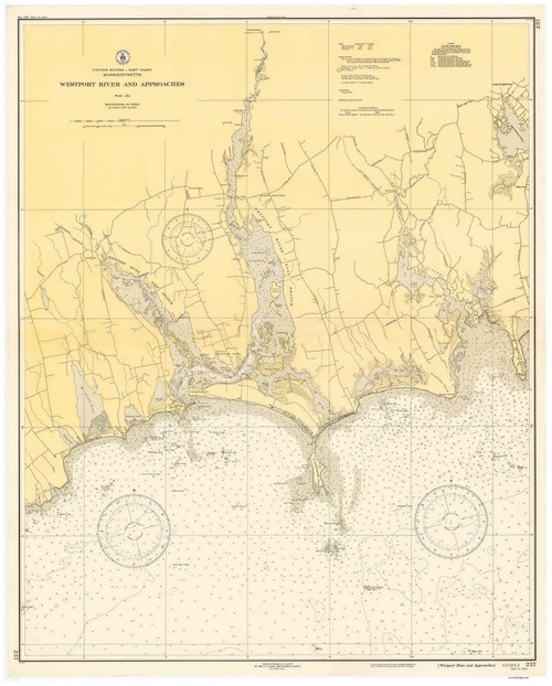 Westport River and Approaches 1937 B Old Map Nautical Chart AC Harbors 2 237 - Massachusetts