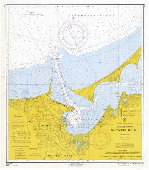 Nantucket Harbor 1969 Old Map Nautical Chart AC Harbors 2 343 - Massachusetts
