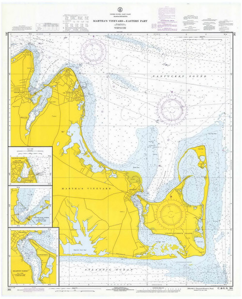Martha's Vineyard - Eastern Part 1970 Old Map Nautical Chart AC Harbors 2 261 - Massachusetts