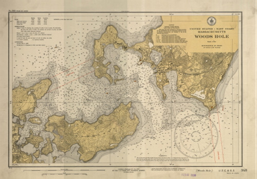 Woods Hole 1936 Old Map Nautical Chart AC Harbors 2 348 - Massachusetts