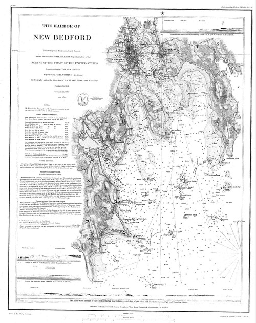 New Bedford Harbor 1870 Old Map Nautical Chart AC Harbors 2 350 - Massachusetts