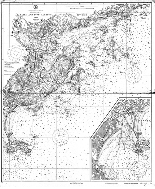 Salem and Lynn Harbors 1921 - Old Map Nautical Chart AC Harbors 1 240 - Massachusetts