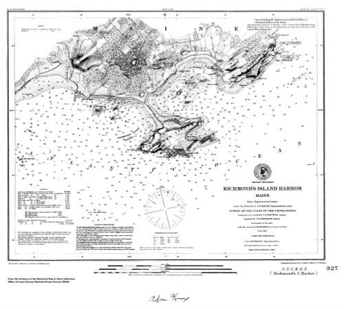 Richmonds Island Harbor 1851 E - Old Map Nautical Chart AC Harbors 1 327 - Maine