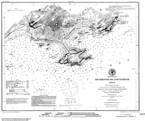 Richmonds Island Harbor 1851 F - Old Map Nautical Chart AC Harbors 1 327 - Maine