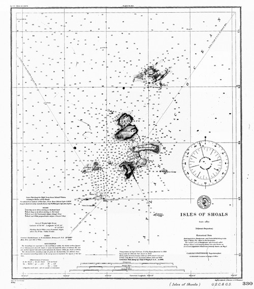 Isles of Shoals 1908 A - Old Map Nautical Chart AC Harbors 1 330 - Maine