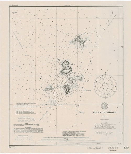 Isles of Shoals 1911 - Old Map Nautical Chart AC Harbors 1 330 - Maine