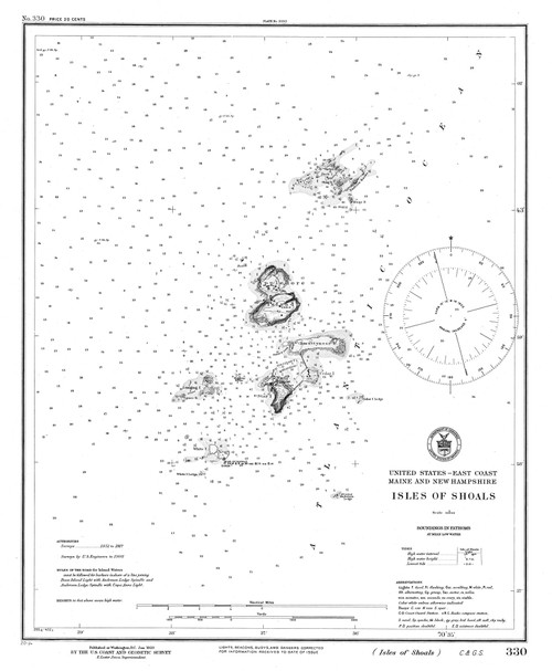 Isles of Shoals 1920 - Old Map Nautical Chart AC Harbors 1 330 - Maine