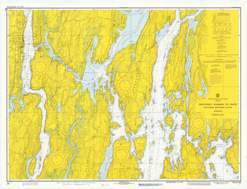 Boothbay Harbor to Bath 1973 Old Map Nautical Chart AC Harbors 2 230 - Maine