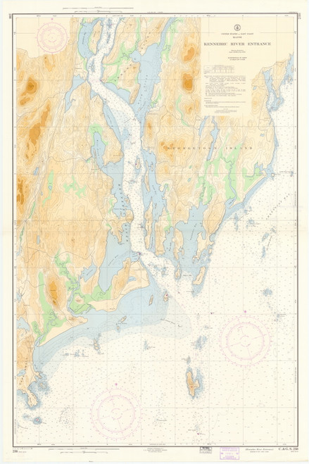 Kennebec River Entrance 1956 Old Map Nautical Chart AC Harbors 2 238 - Maine