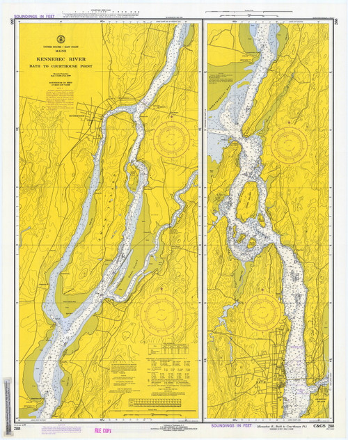 Kennebec River Abagadasset Point to Courthouse Point 1974 Old Map Nautical Chart AC Harbors 2 288 - Maine