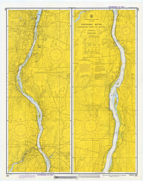 Kennebec River Courthouse Point to Augusta 1974 Old Map Nautical Chart AC Harbors 2 289 - Maine