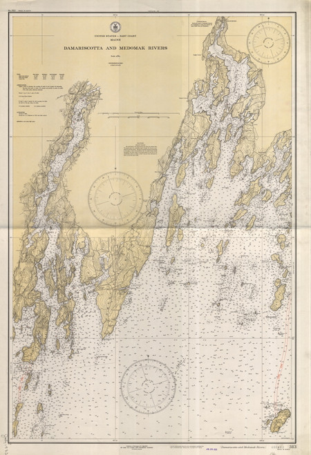Damariscotta and Medomak Rivers 1933 Old Map Nautical Chart AC Harbors 2 313 - Maine