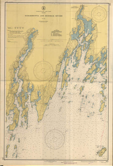 Damariscotta and Medomak Rivers 1943 Old Map Nautical Chart AC Harbors 2 313 - Maine