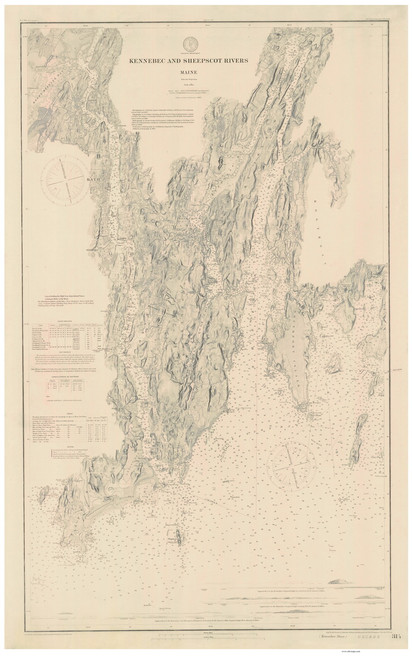 Kennebec and Sheepscot Rivers 1892 Old Map Nautical Chart AC Harbors 2 314 - Maine