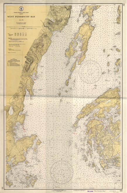 West Penobscot Bay 1931 - Old Map Nautical Chart AC Harbors 3 310 - Maine