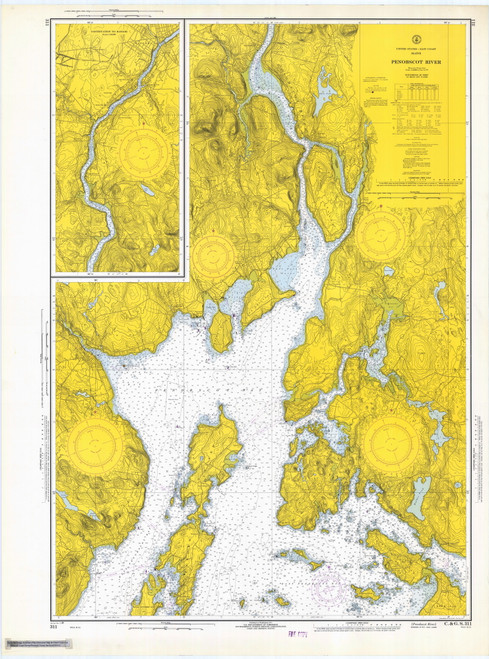Penobscot River 1869 - Old Map Nautical Chart AC Harbors 3 311 - Maine