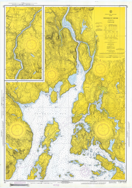 Penobscot River 1971 - Old Map Nautical Chart AC Harbors 3 311 - Maine
