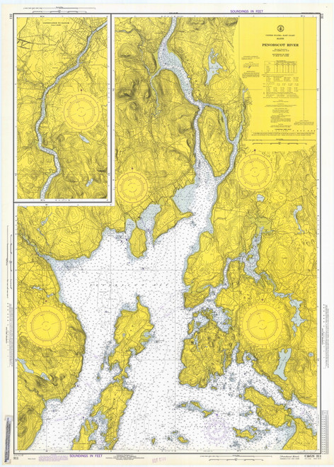 Penobscot River 1972 - Old Map Nautical Chart AC Harbors 3 311 - Maine