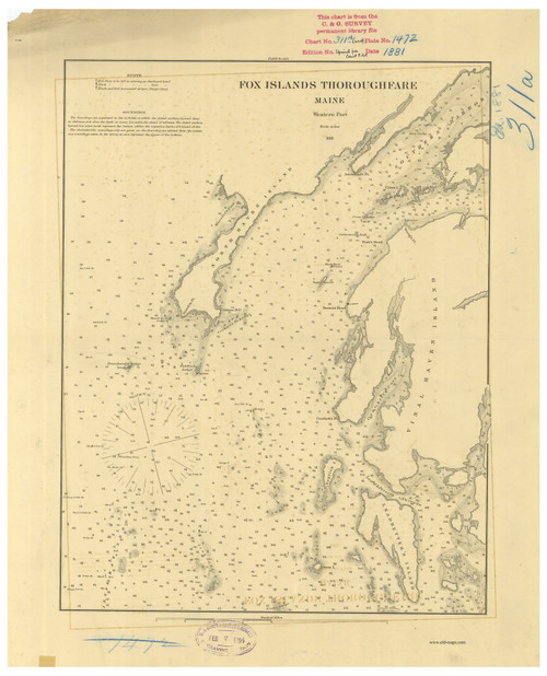 Fox Islands Thoroughfare 1881 D - Old Map Nautical Chart AC Harbors 3 311A - Maine